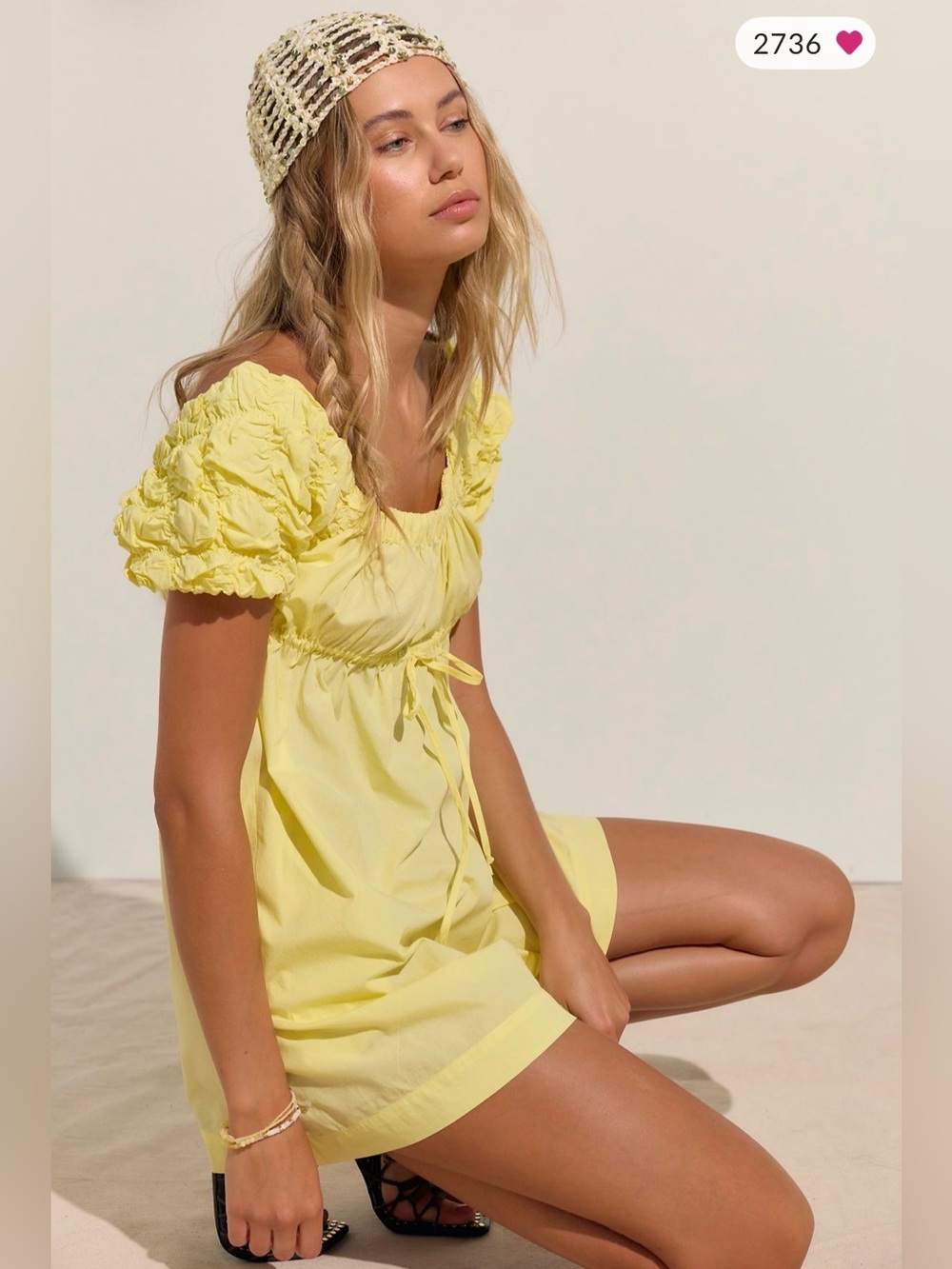 Free People Free-est Ruched Flaunt It Mini Dress in Chardonnay Size Small NWT